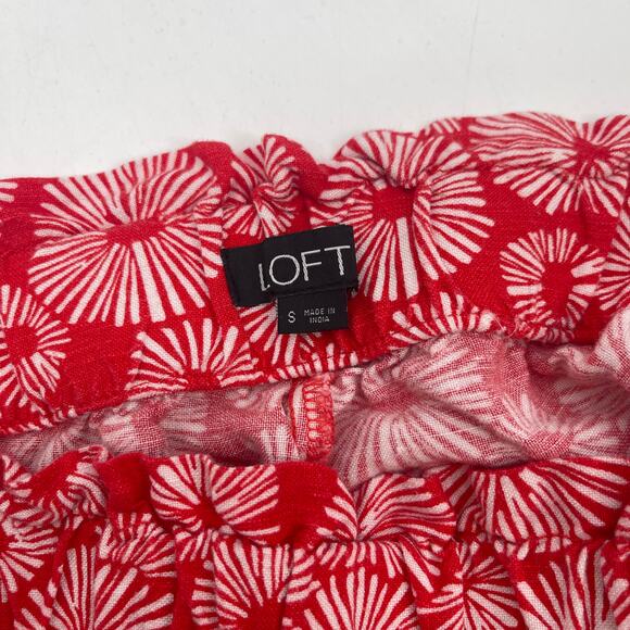 LOFT ANN TAYLOR Shorts Size Small Pull On Firework Linen Blend Floral Office - Picture 4 of 11